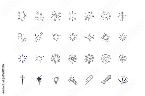 Isolated celebration fireworks icon set vector design