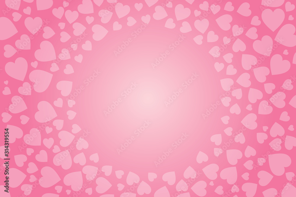 Pink Wallpaper with Heart Pattern in Circle Space