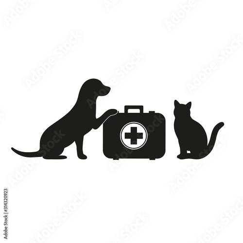 illustration dog and cat pets vet clinic and shelter treatment and veterinarian medicine domestic animals healthcare emblems