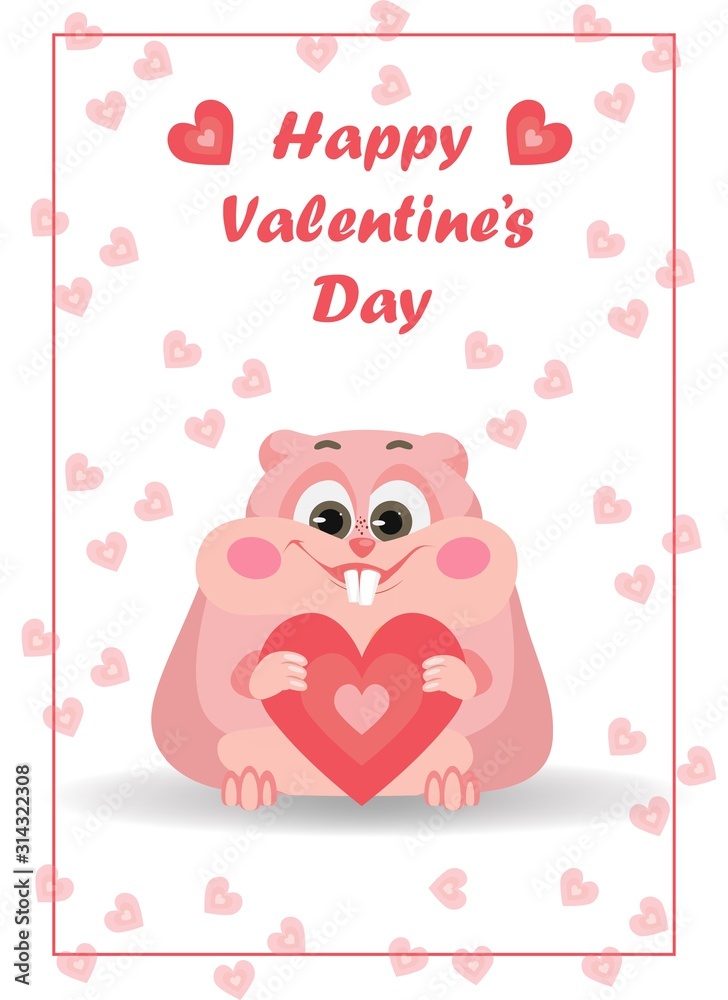 Happy Valentine's Day  banner, flyer design of postcard. Vector illustration. Saint valentine's day offer brochure. Vector template vibrant colors background.