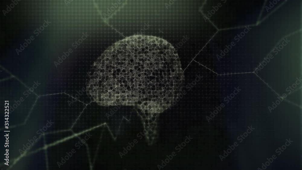 Brain neural network 4K (loop) Graphic animation of artificial network or circuit of neurons simulating a human Brain connecting data for solving artificial intelligence (AI) science problems.