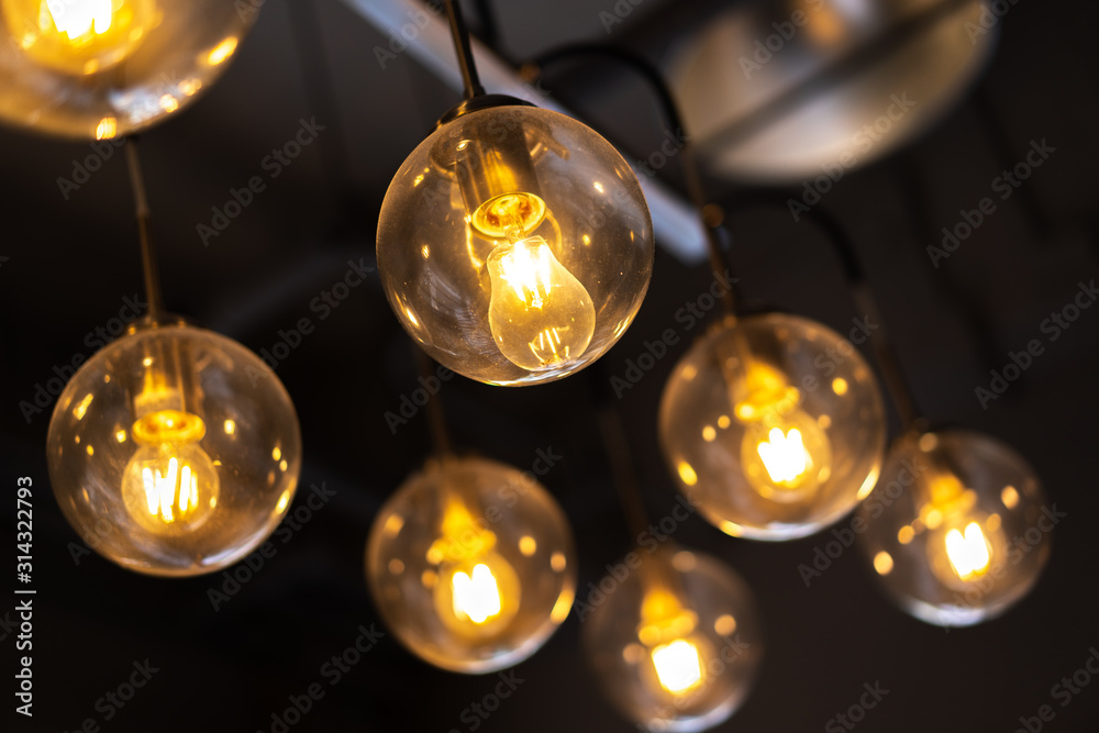 Vintage yellow light bulbs for idea of decoration