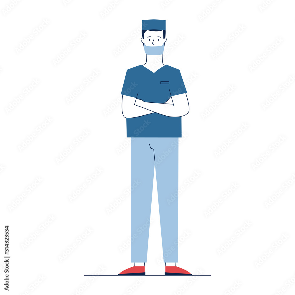 Male surgeon in uniform and mask Male surgeon in uniform and mask