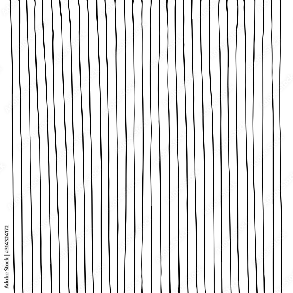 Hand drawn vertical parallel thin black lines on white background