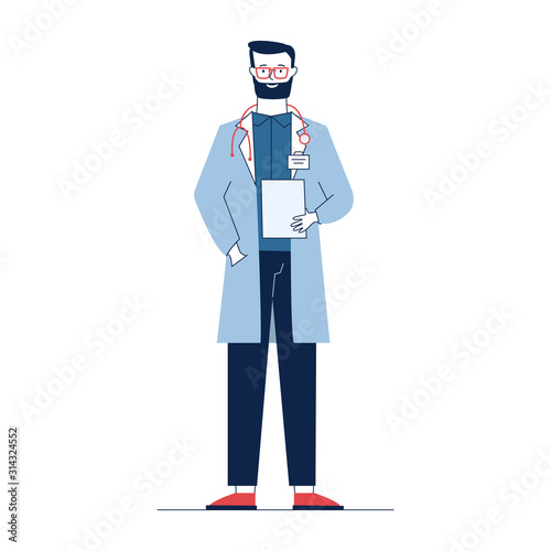 Male physician in white coat