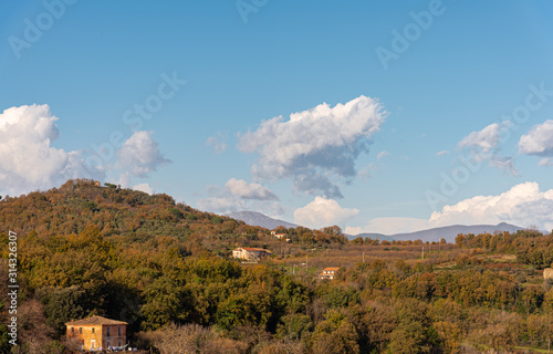 Teano, Caserta, Campania. Town of pre-Roman origins, located on the slopes of the volcanic massif of Roccamonfina.  Panorama. photo