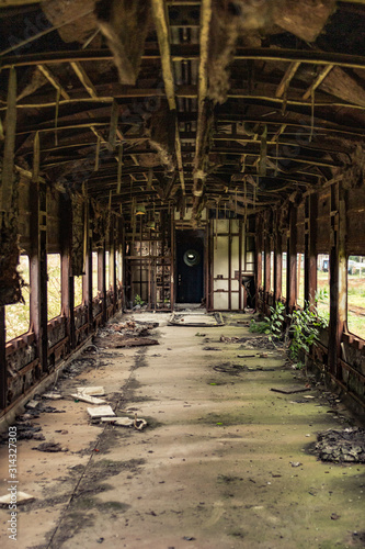 abandoned old train in the station