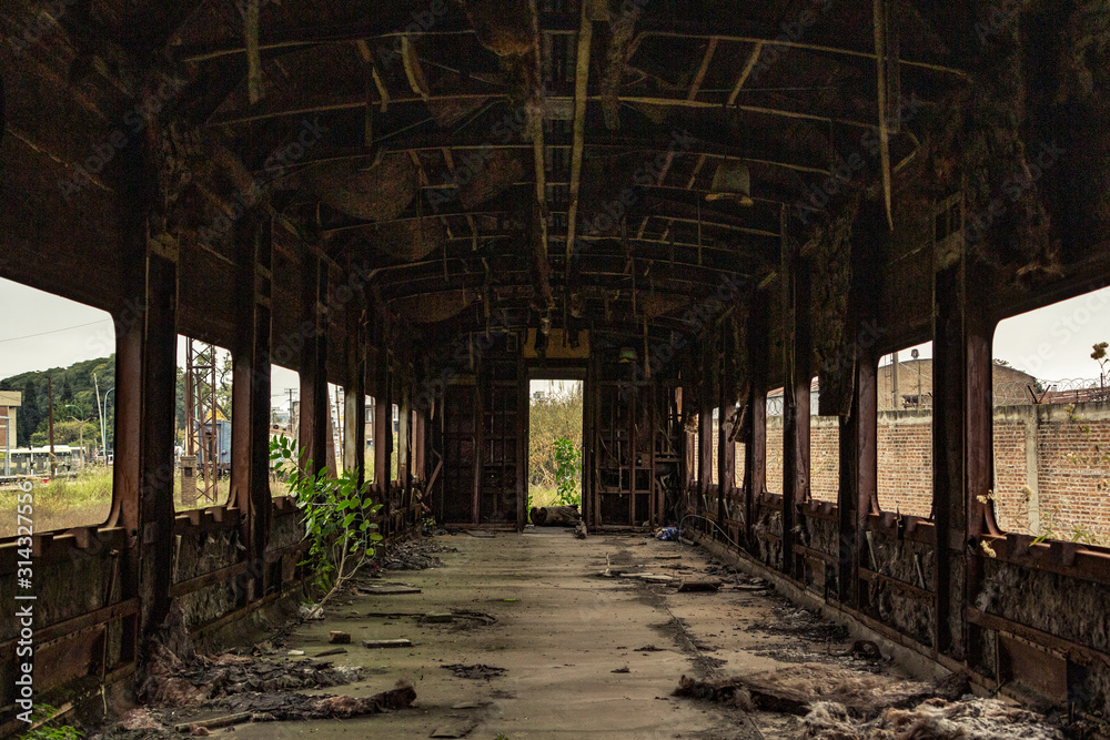 abandoned old train in the station