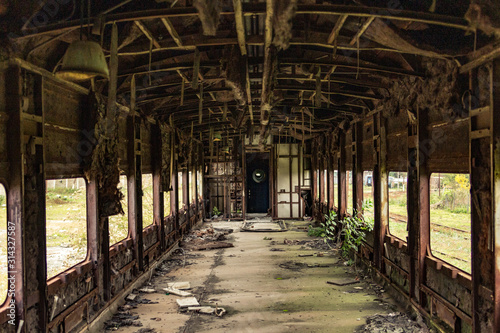 abandoned old train in the station