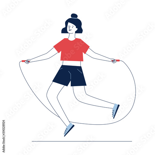 Young woman jumping rope