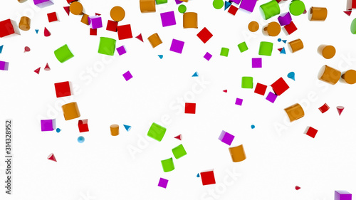 multi-colored simple three-dimensional figures on a white background. 3d render illustration