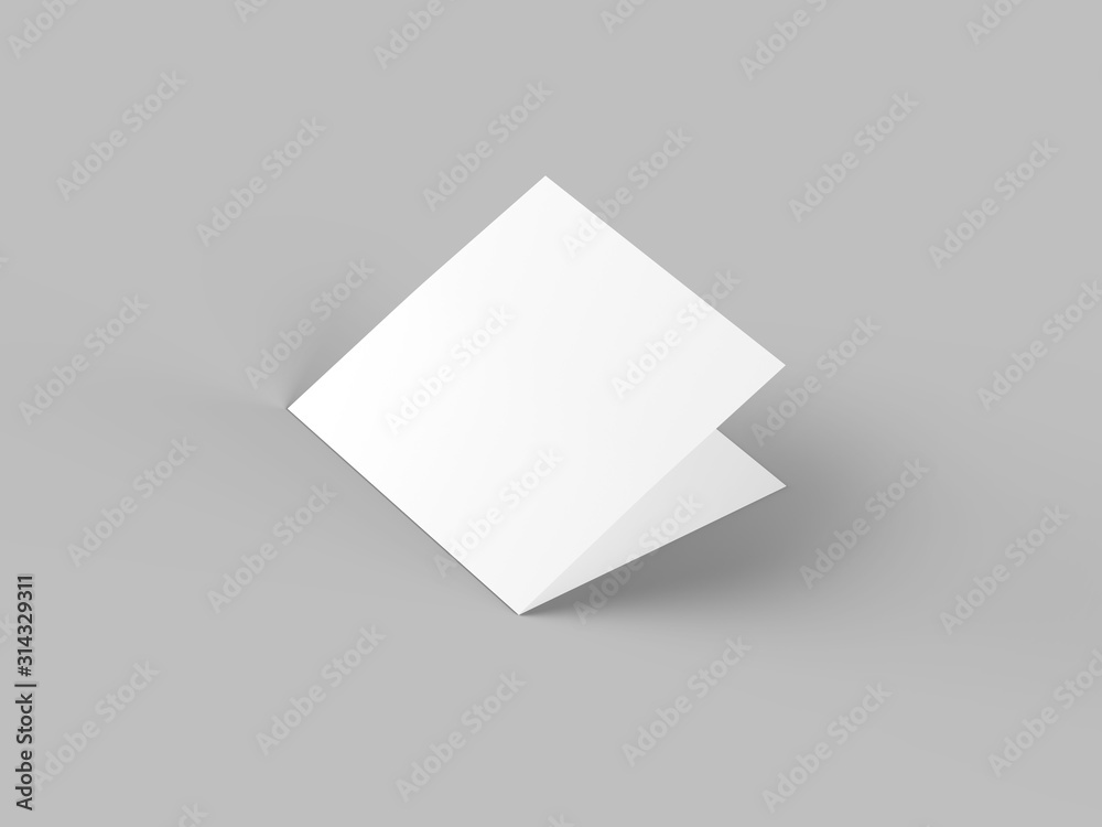 Brochure in square format folded to two - mockup. 3d illustration Brochure in square format folded to two - mockup. 3d illustration