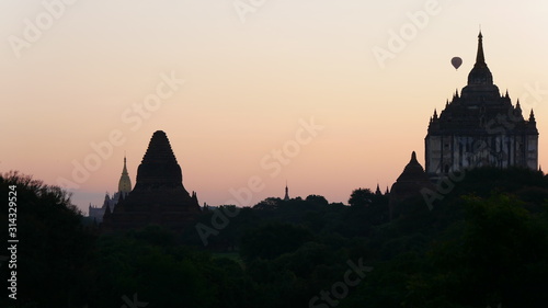 beautiful sunrise over Bagan plain  Myanmar  Asia