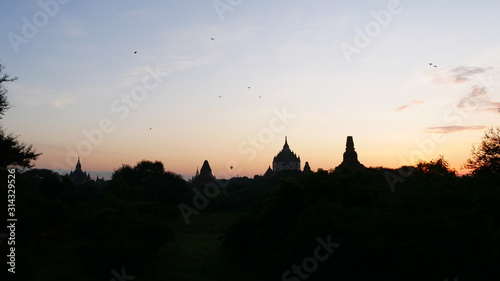 beautiful sunrise over Bagan plain, Myanmar, Asia