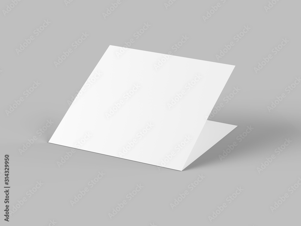 Brochure in square format folded to two - mockup. 3d illustration Brochure in square format folded to two - mockup. 3d illustration
