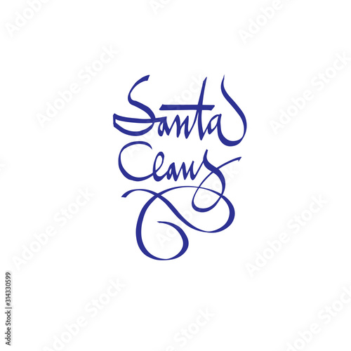 Santa Claus signature, autograph, calligraphy, lettering. the signature in the letter to the child card. vector	