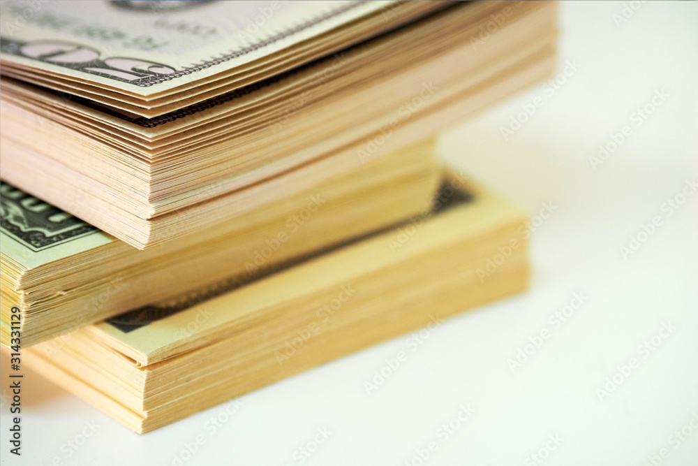 Packed dollar money, usd. Bundles of money, closeup Packed dollar money, usd. Bundles of money, closeup