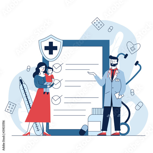 Woman with kid consulting doctor
