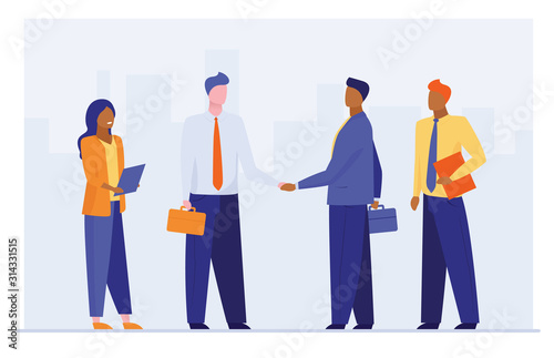 Business leaders shaking hands