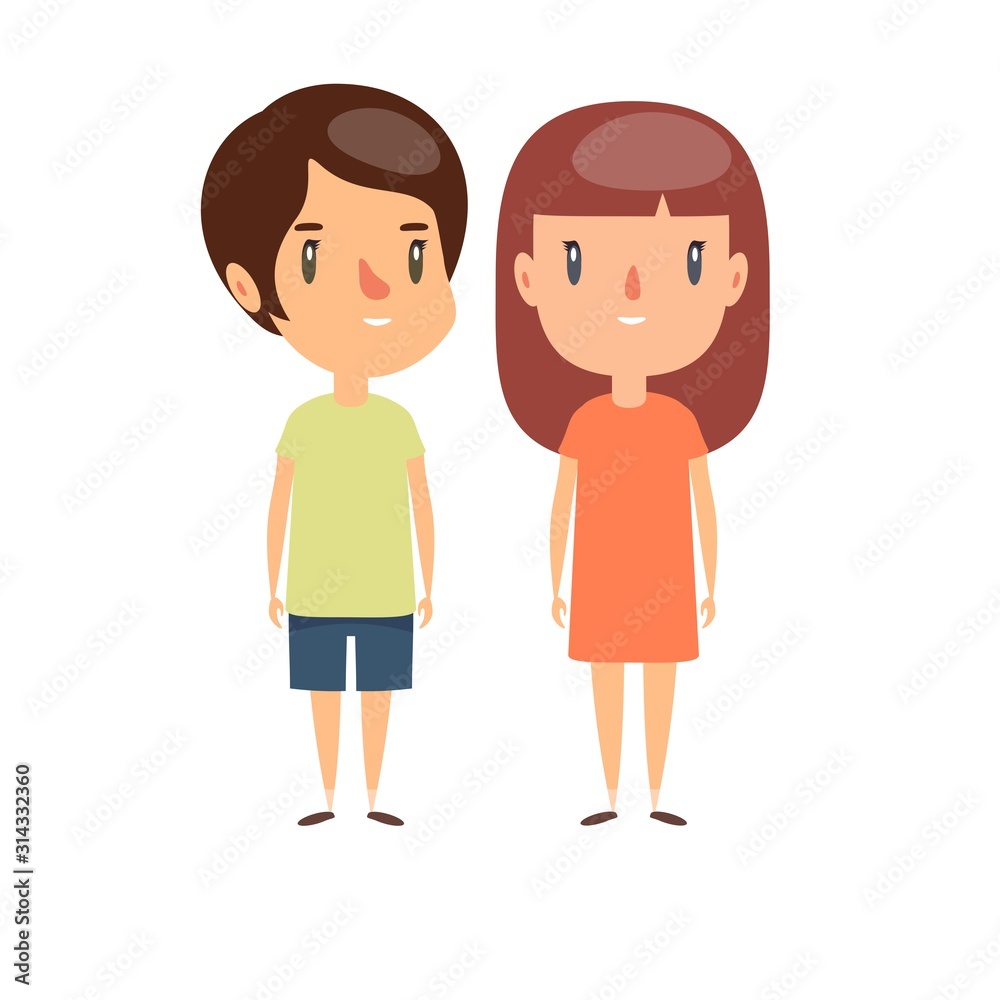 Boy and girl - characters. Vector flat design illustration.