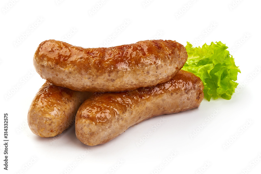 Grilled Salsiccia Sausages, isolated on white background Grilled Salsiccia Sausages, isolated on white background