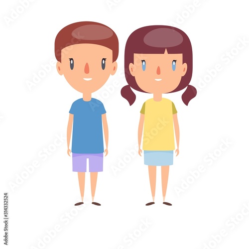 Boy and girl - characters. Vector flat design illustration.