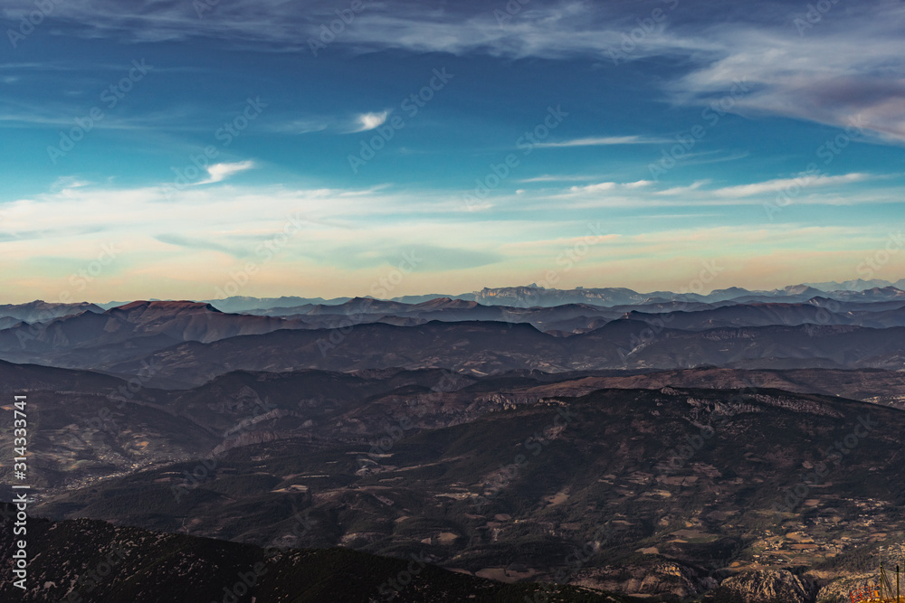 View of the Alps from Mont Ventoux in Provence at Sunset