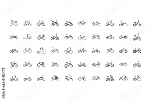 Isolated silhouettes bikes icon set vector design photo
