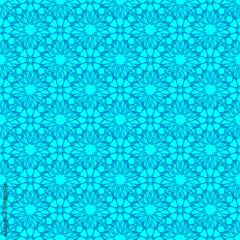 Seamless pattern on the cyan background