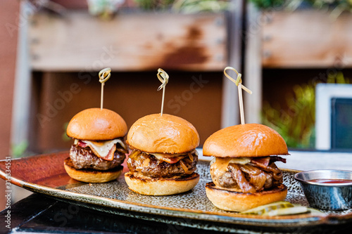 Beef sliders on a plate photo