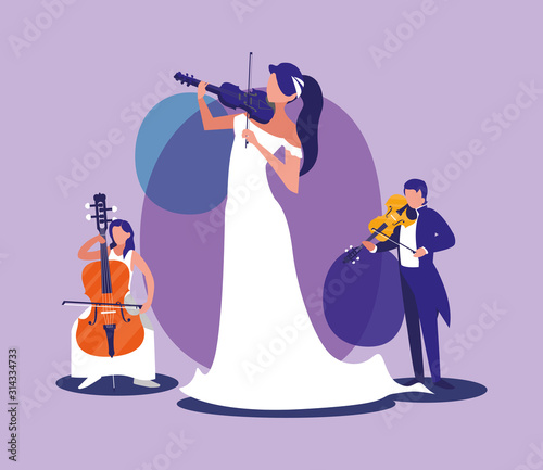 Musicians with instruments vector design