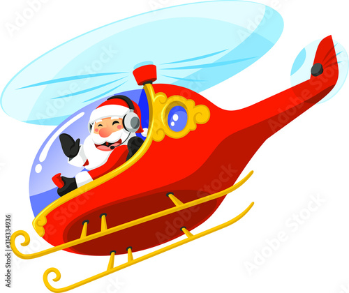 santa flying helicopter