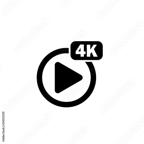 4K movie play icon. Vector illustration on white background