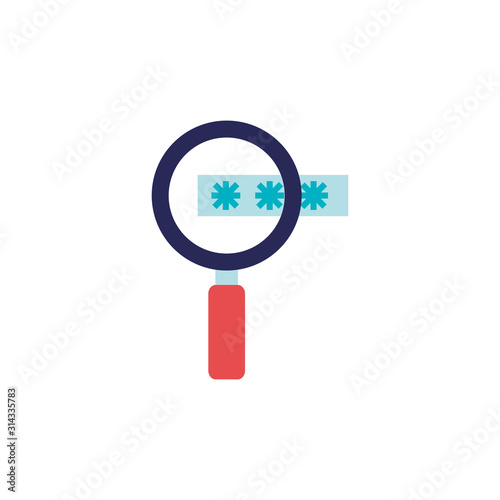 cyber security magnifying glass flat style icon