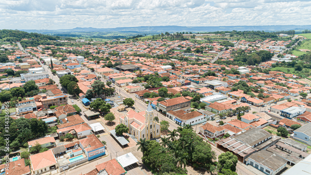 Aerial view of the Arceburgo city, Minas Gerais / Brazil.