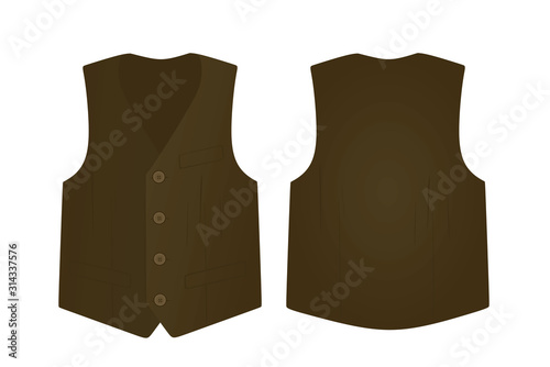 Brown suit vest. vector illustration