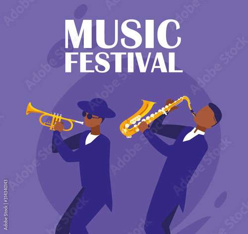 Musicians with instruments vector design