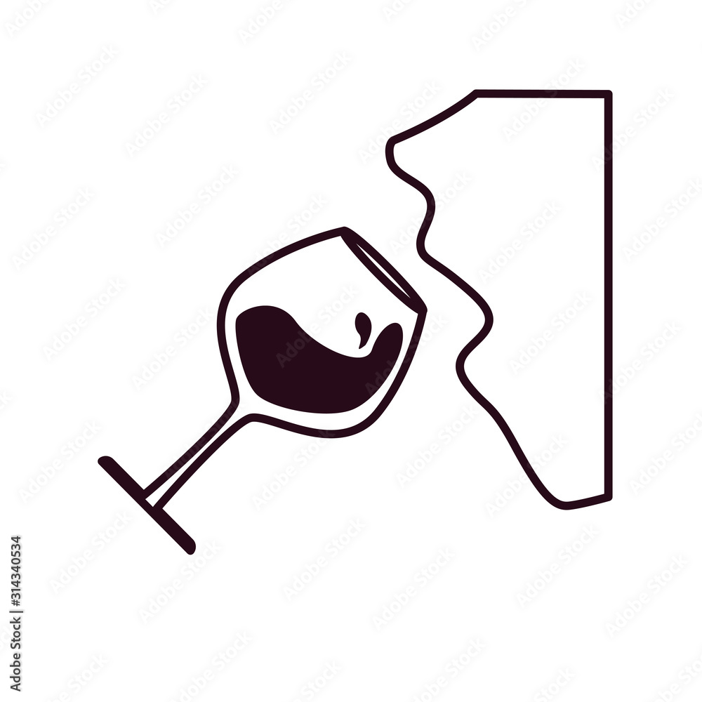 glass cup with wine taster block line style icon glass cup with wine taster block line style icon