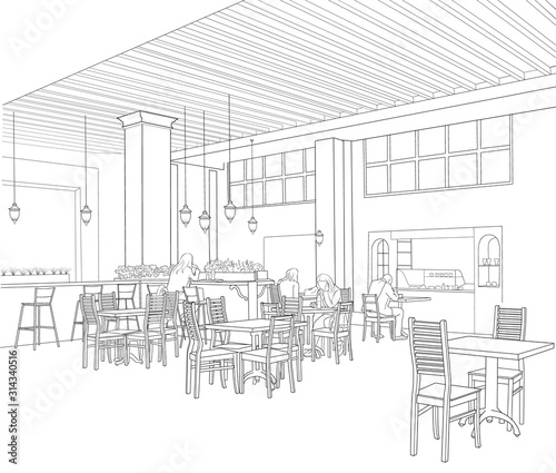 cafe and people at tables