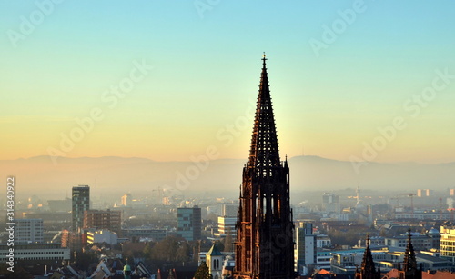 Freiburger Münster in der Dämmerung