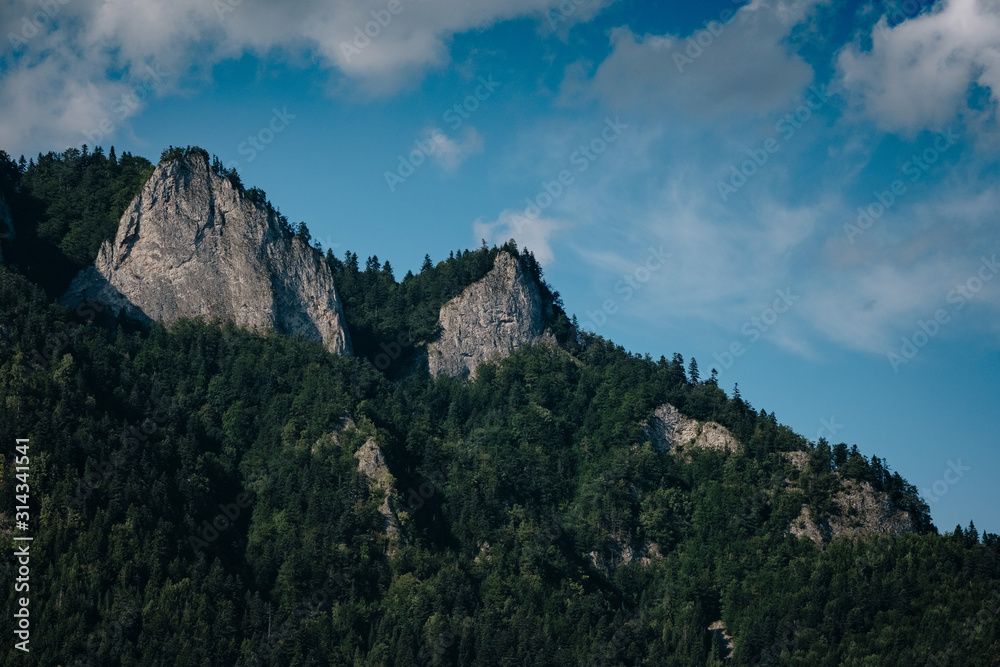 The Dunajec River in Poland. Mountains landscape.