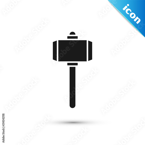 Black Battle hammer icon isolated on white background. Vector Illustration