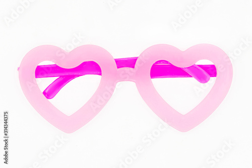 heart shaped glasses in white background