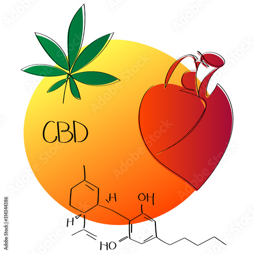 Bright symbolic illustration showing the effect of CBD products on heart health and well being