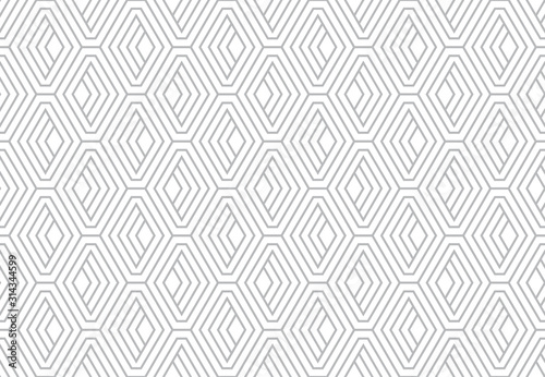 Abstract geometric pattern with stripes, lines. Seamless vector background. White and grey ornament. Simple lattice graphic design.