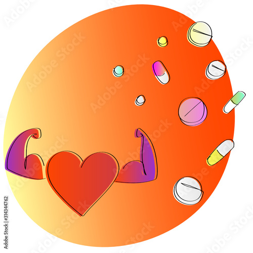 Bright symbolic illustration of pharmaceutical efforts for heart wellbeing and good blood pressure 