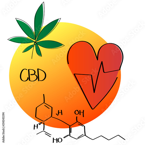 Bright symbolic illustration showing the effect of CBD products on heart health and well being