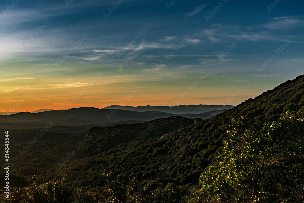 Sunset from the summit of Pic Saint-Loup near Montpellier