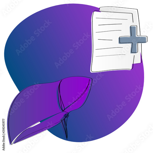 Symbolic illustration showing medical paperwork required to assess the state of one's liver