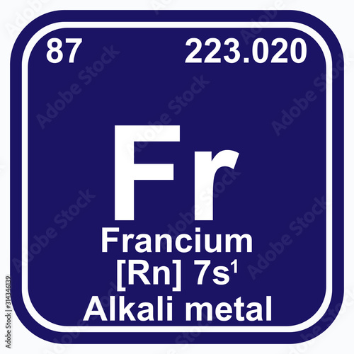 Francium Periodic Table of the Elements Vector illustration eps 10